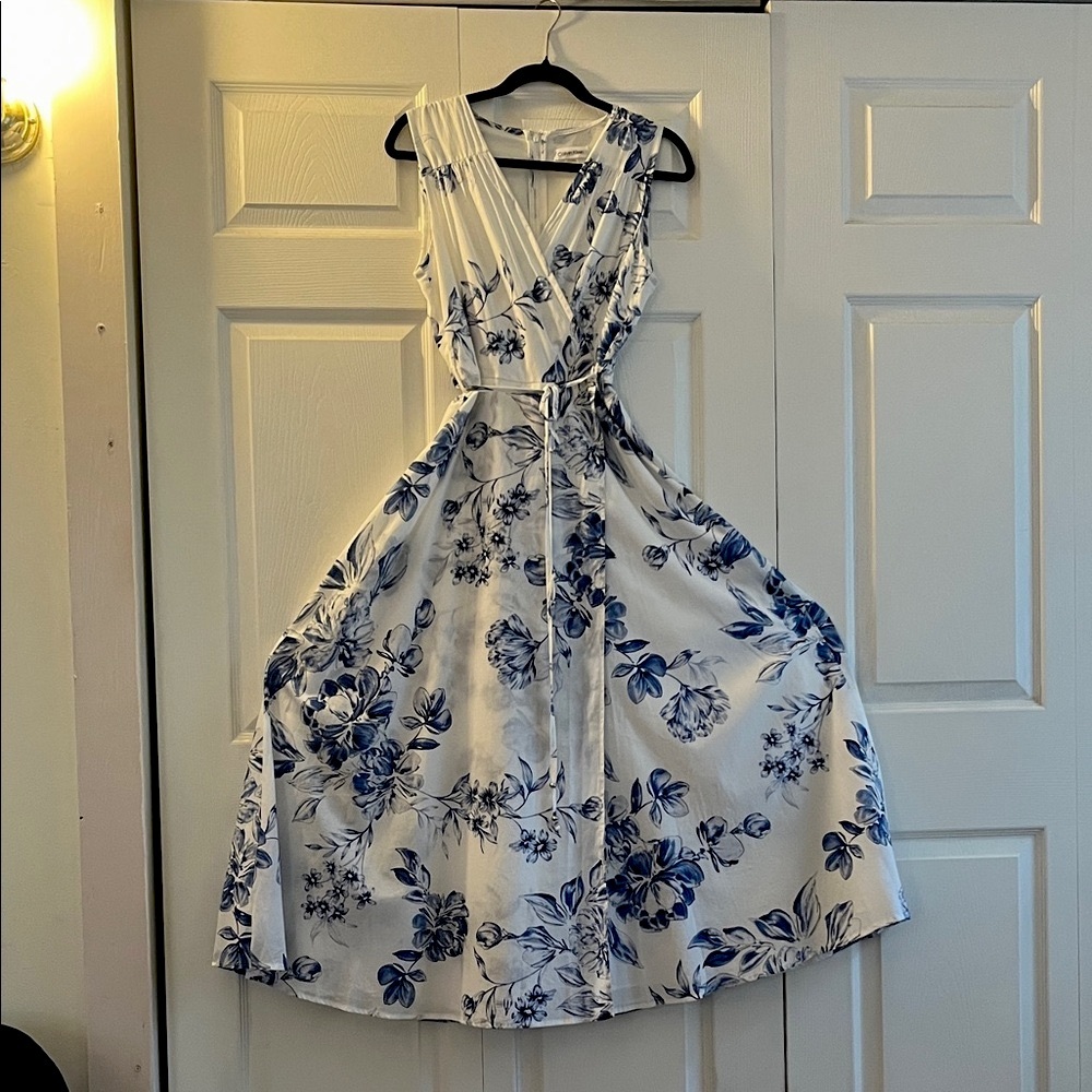 Calvin Klein Blue Floral Midi Dress